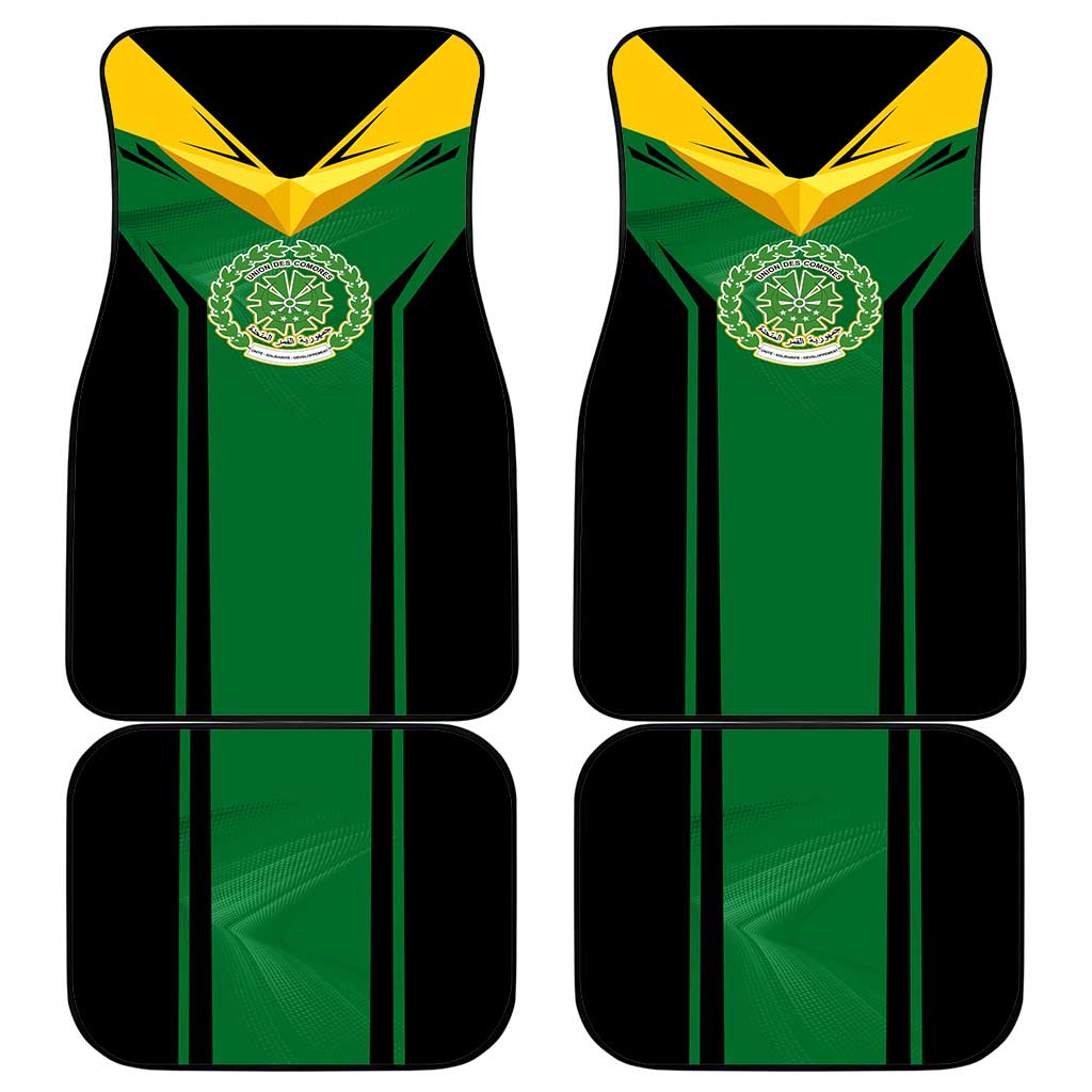 Comoros Car Mats with National Colors Green Yellow Black Crescent Moon and Stars Emblem
