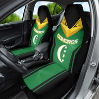 Comoros Car Seat Cover with National Colors Green Yellow Black Crescent Moon and Stars Emblem