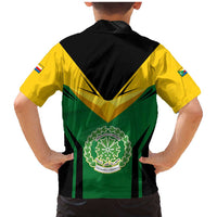 Comoros Family Matching Mermaid Dress and Hawaiian Shirt with National Colors Green Yellow Black Crescent Moon and Stars Emblem