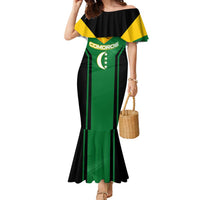 Comoros Family Matching Mermaid Dress and Hawaiian Shirt with National Colors Green Yellow Black Crescent Moon and Stars Emblem