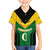 Comoros Family Matching Off Shoulder Short Dress and Hawaiian Shirt with National Colors Green Yellow Black Crescent Moon and Stars Emblem