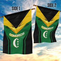 Comoros Garden Flag with National Colors Green Yellow Black Crescent Moon and Stars Emblem