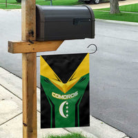 Comoros Garden Flag with National Colors Green Yellow Black Crescent Moon and Stars Emblem
