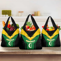 Comoros Grocery Bag with National Colors Green Yellow Black Crescent Moon and Stars Emblem