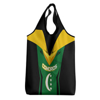 Comoros Grocery Bag with National Colors Green Yellow Black Crescent Moon and Stars Emblem