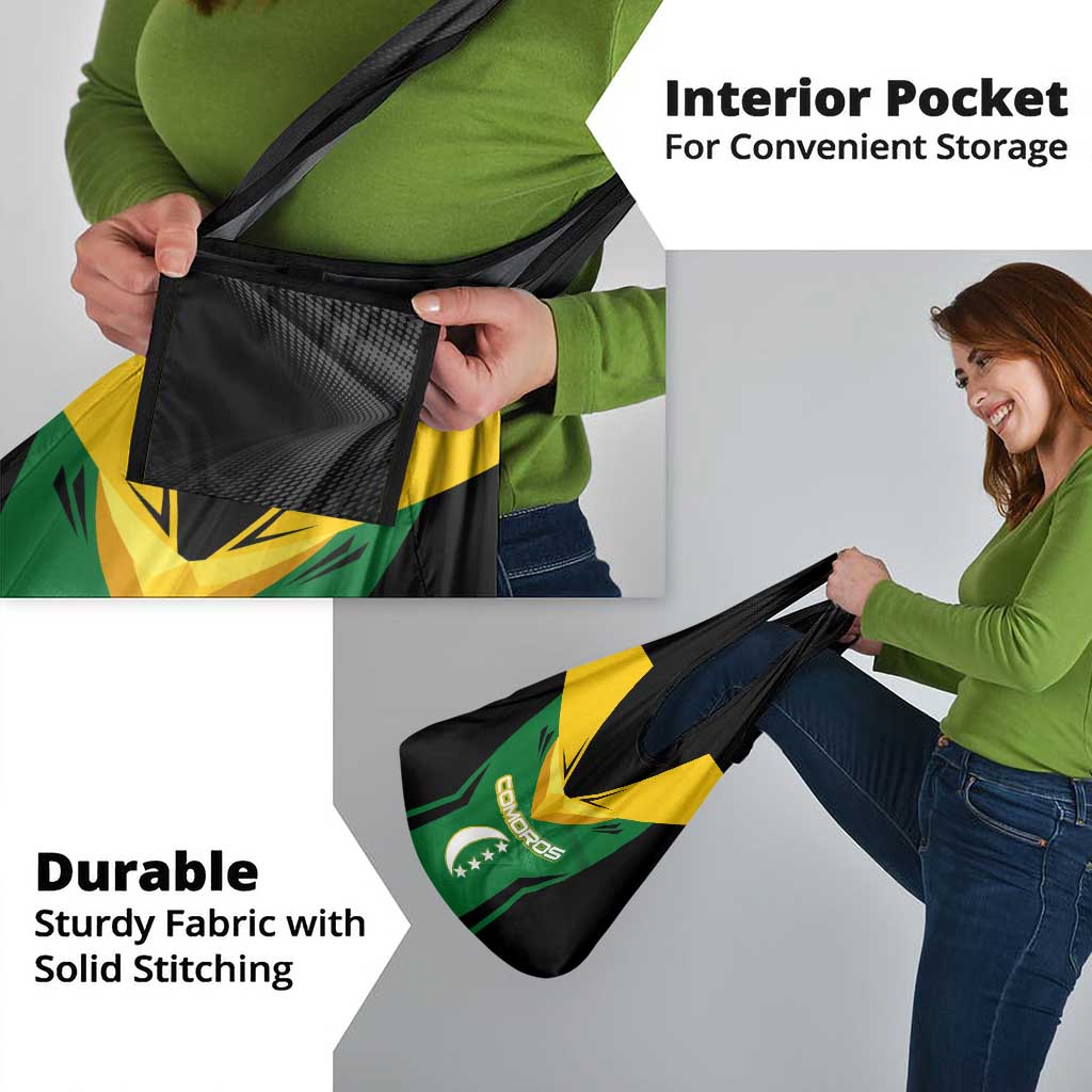 Comoros Grocery Bag with National Colors Green Yellow Black Crescent Moon and Stars Emblem