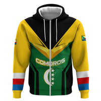 Comoros Hoodie with National Colors Green Yellow Black Crescent Moon and Stars Emblem