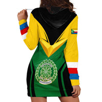 Comoros Hoodie Dress with National Colors Green Yellow Black Crescent Moon and Stars Emblem