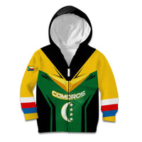 Comoros Kid Hoodie with National Colors Green Yellow Black Crescent Moon and Stars Emblem