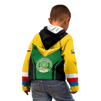Comoros Kid Hoodie with National Colors Green Yellow Black Crescent Moon and Stars Emblem