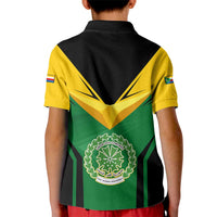 Comoros Kid Polo Shirt with National Colors Green Yellow Black Crescent Moon and Stars Emblem