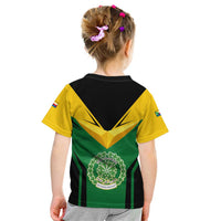 Comoros Kid T Shirt with National Colors Green Yellow Black Crescent Moon and Stars Emblem