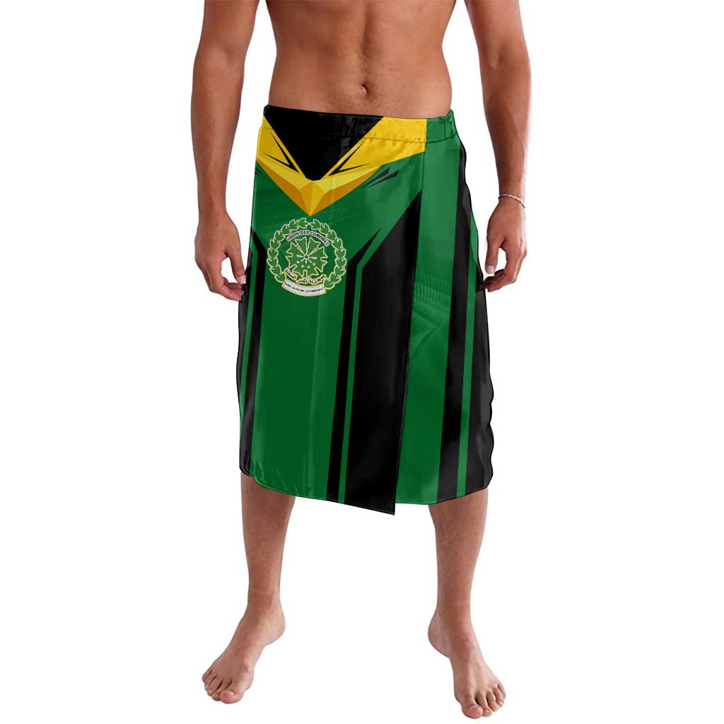 Comoros Lavalava with National Colors Green Yellow Black Crescent Moon and Stars Emblem