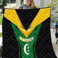 Comoros Quilt with National Colors Green Yellow Black Crescent Moon and Stars Emblem