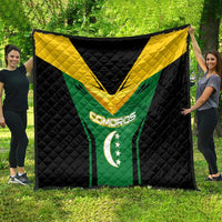Comoros Quilt with National Colors Green Yellow Black Crescent Moon and Stars Emblem