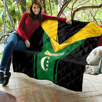 Comoros Quilt with National Colors Green Yellow Black Crescent Moon and Stars Emblem