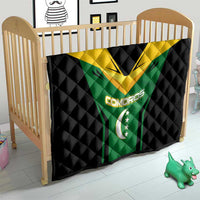 Comoros Quilt with National Colors Green Yellow Black Crescent Moon and Stars Emblem