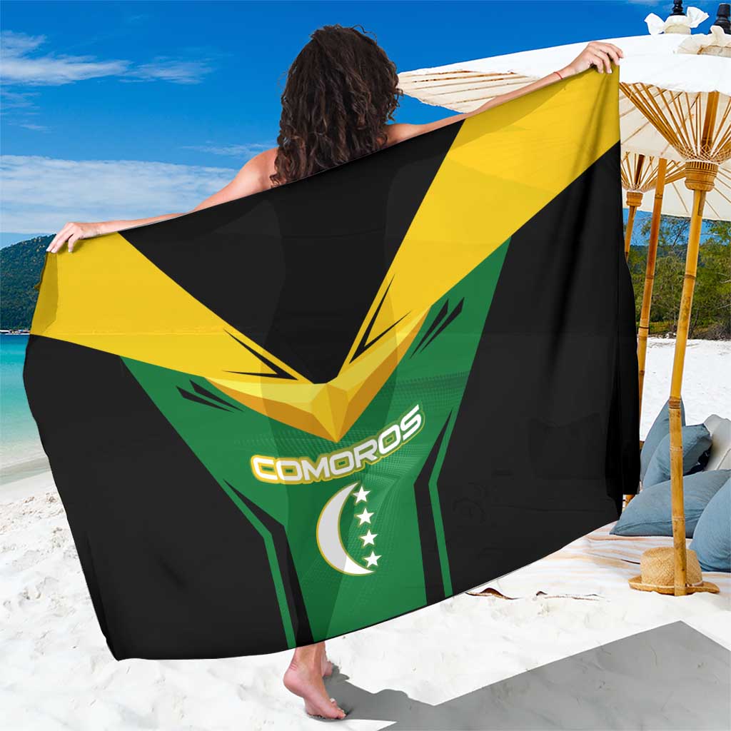 Comoros Sarong with National Colors Green Yellow Black Crescent Moon and Stars Emblem