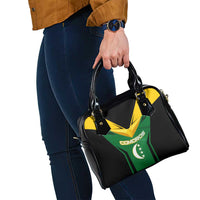 Comoros Shoulder Handbag with National Colors Green Yellow Black Crescent Moon and Stars Emblem