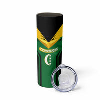 Comoros Skinny Tumbler with National Colors Green Yellow Black Crescent Moon and Stars Emblem