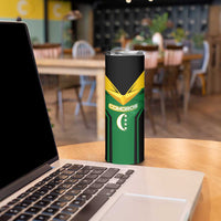 Comoros Skinny Tumbler with National Colors Green Yellow Black Crescent Moon and Stars Emblem