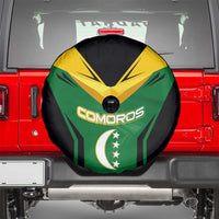 Comoros Spare Tire Cover with National Colors Green Yellow Black Crescent Moon and Stars Emblem