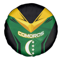 Comoros Spare Tire Cover with National Colors Green Yellow Black Crescent Moon and Stars Emblem