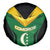 Comoros Spare Tire Cover with National Colors Green Yellow Black Crescent Moon and Stars Emblem