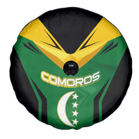 Comoros Spare Tire Cover with National Colors Green Yellow Black Crescent Moon and Stars Emblem