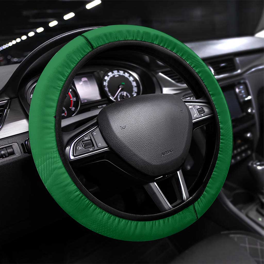 Comoros Steering Wheel Cover with National Colors Green Yellow Black Crescent Moon and Stars Emblem