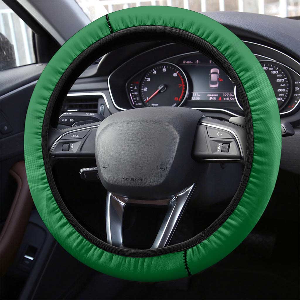 Comoros Steering Wheel Cover with National Colors Green Yellow Black Crescent Moon and Stars Emblem