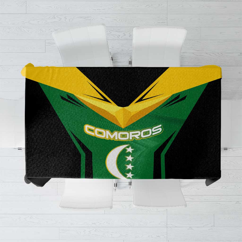 Comoros Tablecloth with National Colors Green Yellow Black Crescent Moon and Stars Emblem