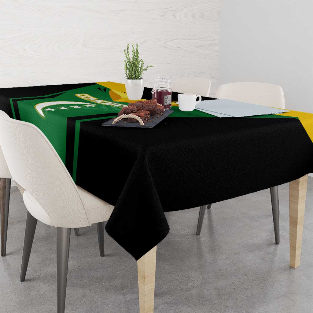 Comoros Tablecloth with National Colors Green Yellow Black Crescent Moon and Stars Emblem