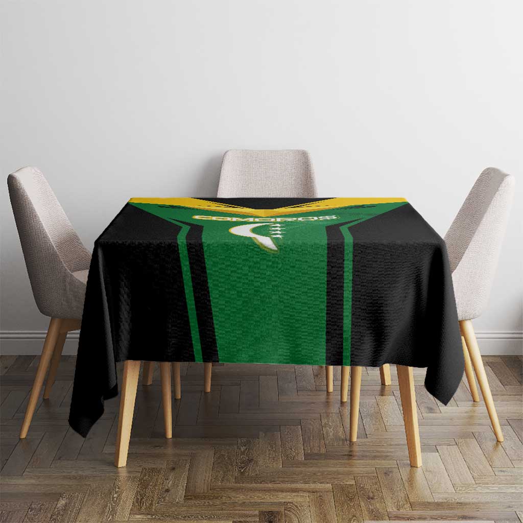 Comoros Tablecloth with National Colors Green Yellow Black Crescent Moon and Stars Emblem