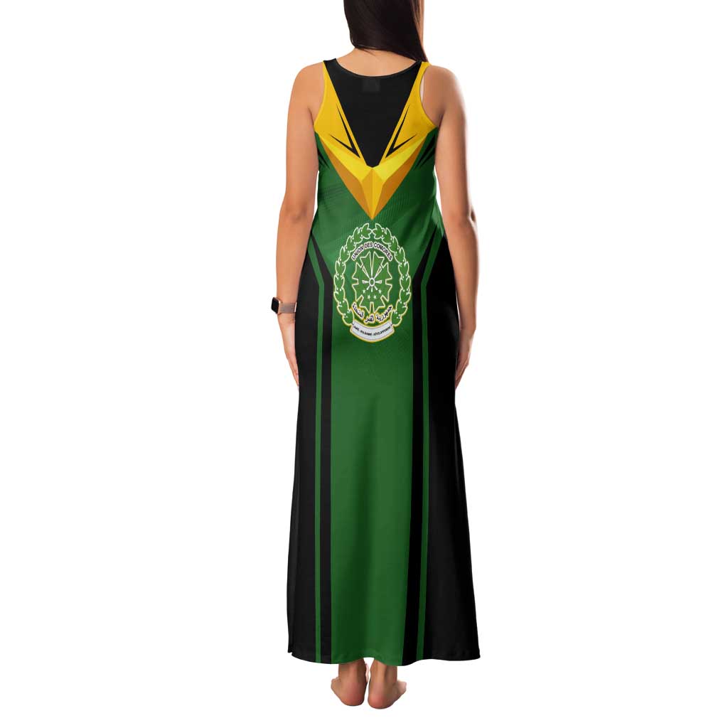Comoros Tank Maxi Dress with National Colors Green Yellow Black Crescent Moon and Stars Emblem