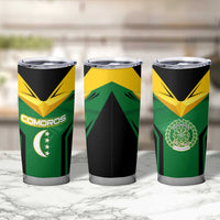 Comoros Tumbler Cup with National Colors Green Yellow Black Crescent Moon and Stars Emblem