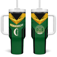 Comoros Tumbler With Handle with National Colors Green Yellow Black Crescent Moon and Stars Emblem