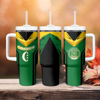 Comoros Tumbler With Handle with National Colors Green Yellow Black Crescent Moon and Stars Emblem