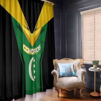 Comoros Window Curtain with National Colors Green Yellow Black Crescent Moon and Stars Emblem