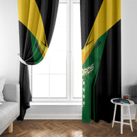 Comoros Window Curtain with National Colors Green Yellow Black Crescent Moon and Stars Emblem