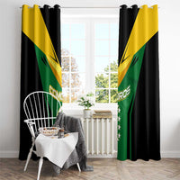 Comoros Window Curtain with National Colors Green Yellow Black Crescent Moon and Stars Emblem