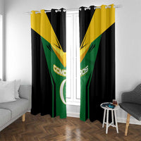 Comoros Window Curtain with National Colors Green Yellow Black Crescent Moon and Stars Emblem