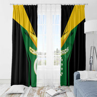 Comoros Window Curtain with National Colors Green Yellow Black Crescent Moon and Stars Emblem