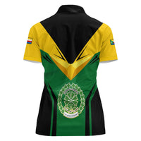 Comoros Women Polo Shirt with National Colors Green Yellow Black Crescent Moon and Stars Emblem