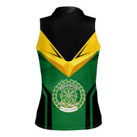 Comoros Women Sleeveless Polo Shirt with National Colors Green Yellow Black Crescent Moon and Stars Emblem