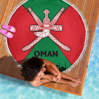 Oman Beach Blanket with National Flag Colors and Crossed Khanjar Emblem Design