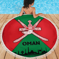 Oman Beach Blanket with National Flag Colors and Crossed Khanjar Emblem Design