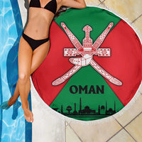 Oman Beach Blanket with National Flag Colors and Crossed Khanjar Emblem Design