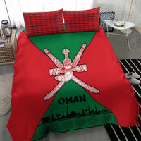 Oman Bedding Set with National Flag Colors and Crossed Khanjar Emblem Design