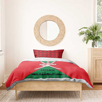 Oman Bedding Set with National Flag Colors and Crossed Khanjar Emblem Design